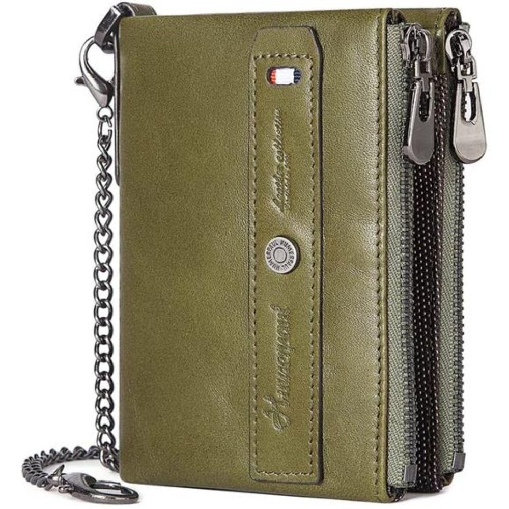 Men's Bifold Chain Wallet with ID Window and Credit Card Pockets